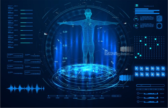 A digital representation of a human full-body scan